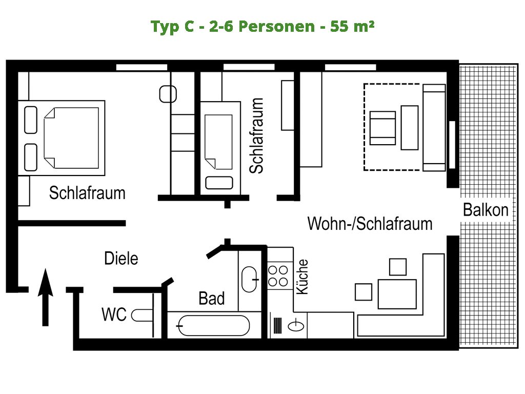 Appartamento – C – 55 m²